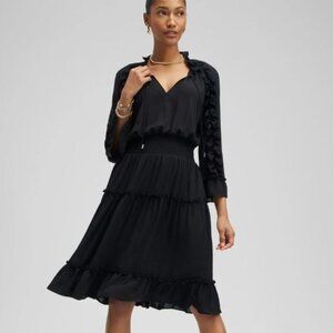 NWT CHICOS RUFFLE BELL SLEEVE DRESS SIZE 1.5